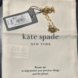 kate spade “N” Gold Tone Link Necklace with Round Charm